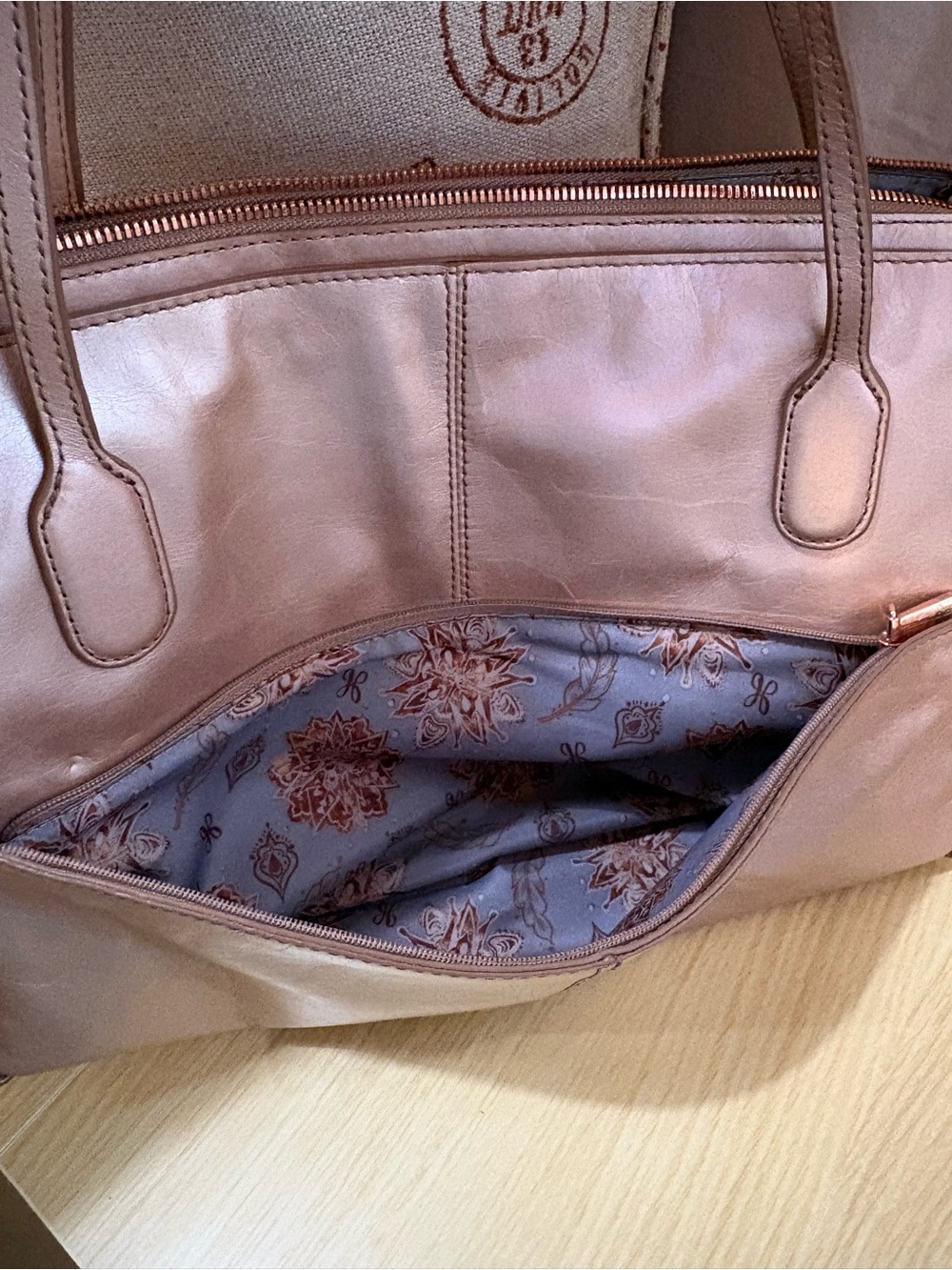 HOBO Metallic Rose Gold Shoulder Tote - Picture 8 of 16